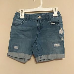 Girl's distressed jean shorts